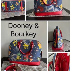 Dooney & Bourke Multicolor Canvas and Red Leather Bag